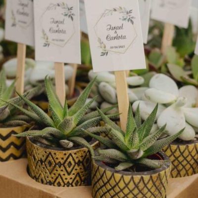 Centros de mesa y adornos sostenibles para bodas ecológicas.